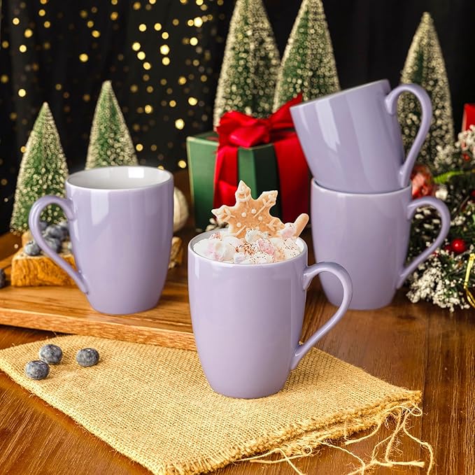 GBHOME 16oz Coffee Mugs Set of 6, Large Ceramic Coffee Mugs for Man, Woman, Dad, Mom, Modern Coffee Mugs Set with handle for Tea/Latte/Cappuccino/Milk/Cocoa. Dishwasher&Microwave Safe,Puple-Ruum Studio Home