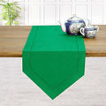 D'Moksha Homes Kelly Green Linen Table Runner 90 Inches Long - 100% Pure Linen Diamond Table Runner 14 x 90 Inch for Dining, Fall and Halloween - Machine Washable-Ruum Studio Home