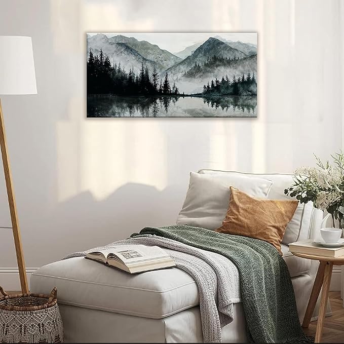 TAIJXAGSG Canvas Wall Art Decor Prints Natural Modern Wall Art Landscape Wall Decorations Mountain Lake View Artwork Pictures For Bedroom Kitchen Office Apartment Decorations 20"×40"-Ruum Studio Home