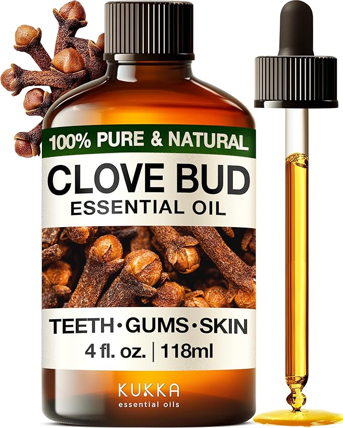 Kukka Clove Oil for Teeth and Gums - 4 Fl Oz - 100% Pure Natural Clove Essential Oil - Steam distilled from Flower Buds for Potency - Perfect Solution for Oral Care, Hair, Diffuser & Soap Making Scent-Ruum Studio Home