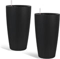 2Pack 22" High Modern Plant Pots Planter-Self-Watering Indoor/Outdoor Planting with Drain Holes, Water Level Monitor, Inner Bucket for Front Porch Patio, Black Rattan Conical-Ruum Studio Home