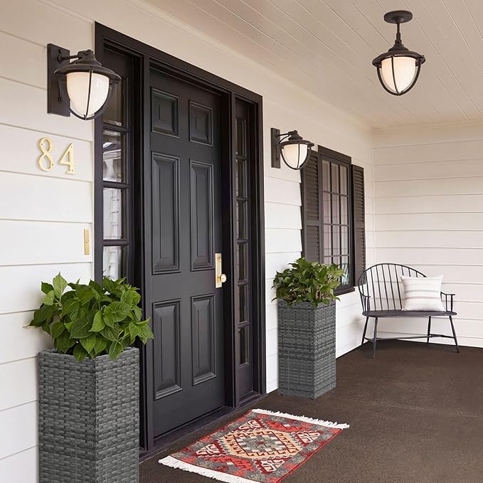 SUNNYPARK 2 Pack Tall Planters for Outdoor Plants Rattan Modern Tall Square Planter Box with Removable Liners Indoor Outdoor Porch Patio Flower Pot (12’’ x 12’’ x 24’’)-Ruum Studio Home