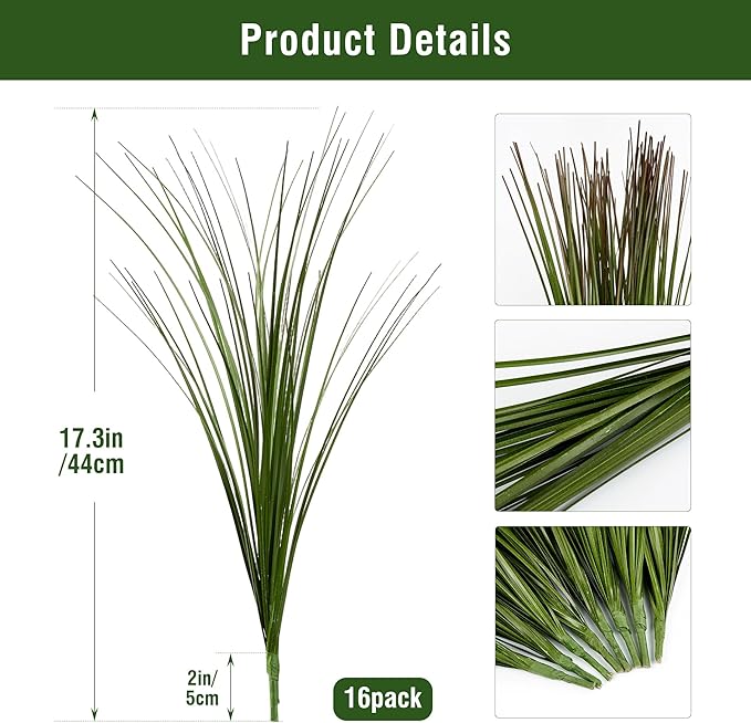 16PCS 17.3" Fake Plants Artificial Wheat Grass Greenery Plastic Plants Fake Grass Artificial Plants for Outdoor Decor Artificial Grass Plant with Greenery Stems for Indoor Home Decoration-Ruum Studio Home
