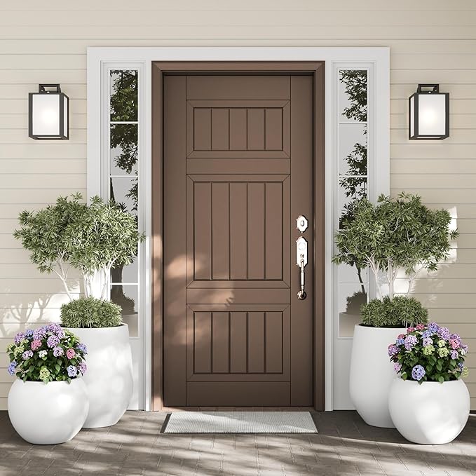 DTY Signature Mount Sherman Lightweight Durable Modern Fiberstone Sphere Planter for Indoor & Outdoor Drainage Hole & Rubber Plug Weather Resistant, 13.5" H x 17" Dia, 12" Opening - Medium, White-Ruum Studio Home