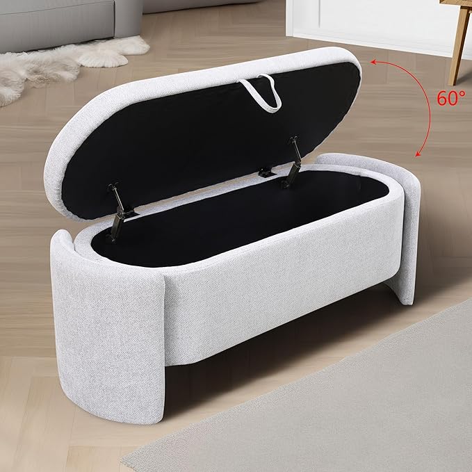 Ottoman Rectangular Storage Ottoman Bench, Footrest Stool Footstool with Lid for Living Room, Bedroom, Entryway, Brown, 47"x17"x18"-Ruum Studio Home