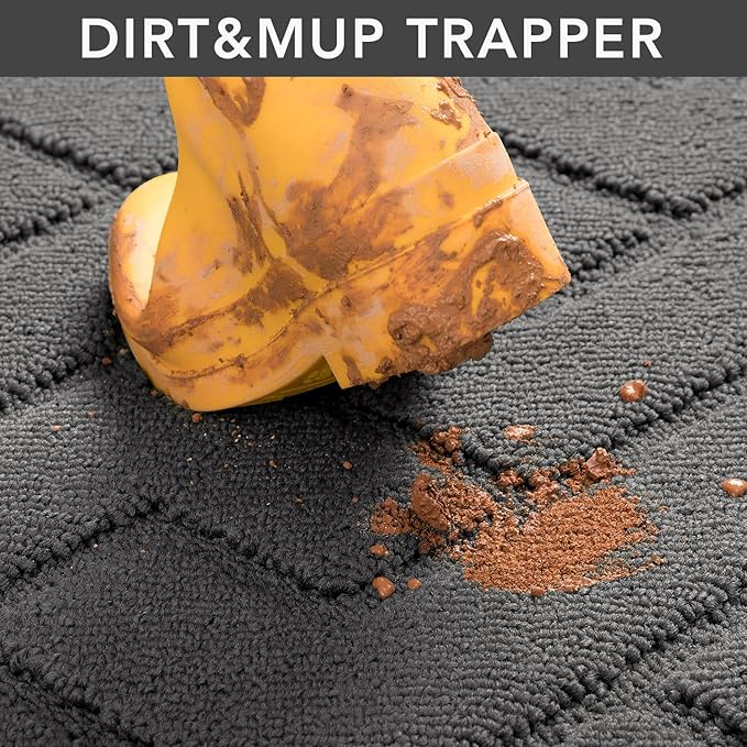 hicorfe Indoor Doormat,Front Back Door Mat Rubber Backing Non Slip Door Mats 24"x35" Absorbent Resist Dirt Entrance Doormat Inside Floor Mats for Entryway Washable Low-Profile (Grey)-Ruum Studio Home