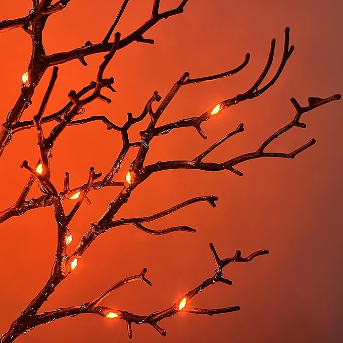LITBLOOM Halloween Tree with Lights Plug in 4FT 150 Orange Fairy Lights, Lighted Black Spooky Tree for Indoor Outdoor Home Fall Halloween Decoration-Ruum Studio Home
