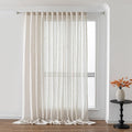 MYSKY HOME Linen Curtains 95 Inches Long for Sliding Glass Door, Farmhouse Semi Sheer Ceiling Curtains Living Room Light Filtering Back Tab Elegant Style Soft Fabric, 100" x 95", Linen, 1 Panel-Ruum Studio Home