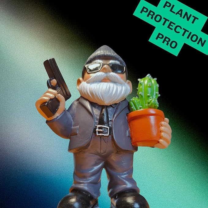 Gnome Decoration for Garden & Home - Professional Hitman Look Statue, Léon Inspired 8.7 Inch Resin Decor, Unique Outdoor Gift for Women/Men-Ruum Studio Home