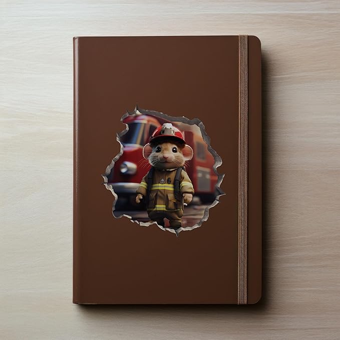 Firefighter Mouse in Mouse Hole Decal - Mouse Hole 3D Wall Sticker-Ruum Studio Home