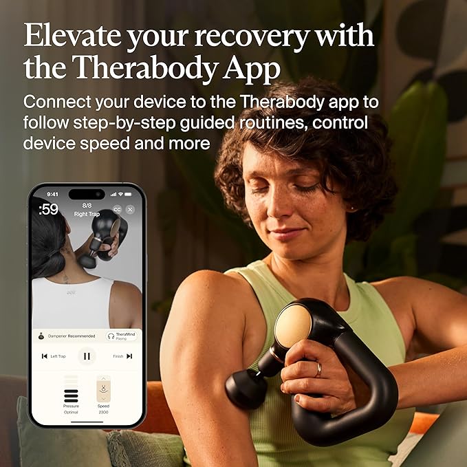 TheraGun Sense by Therabody - Deep Tissue Massage Gun with Preloaded Routines for Stress Relief, Pain Relief & Muscle Soreness in Neck, Back, Leg, Knee, and Shoulder (Black)-Ruum Studio Home