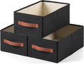 linen closet organizers and storage, 3 Pack Large Storage Baskets, Washable, Clothing Storage Bins with Handle, Closet Organizer for Storage Sweater,Sheets (Black, 16"x9½"x6¾")-Ruum Studio Home