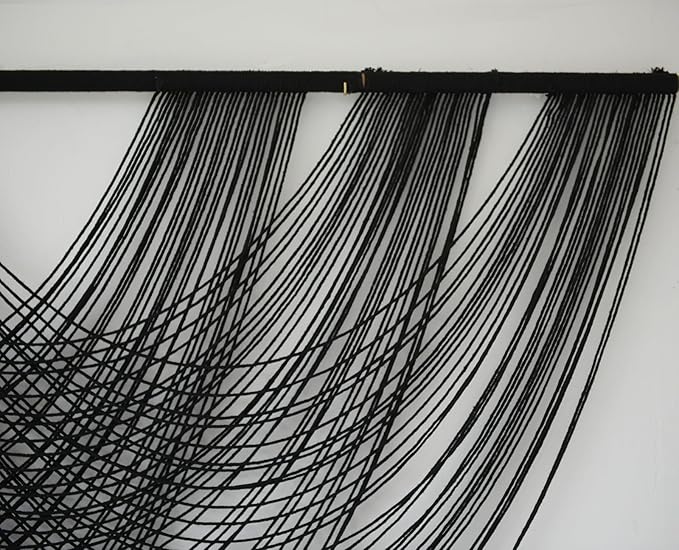 Flber Macrame Wall Hanging Black 59.00" W x 31.00" L Boho Wall Decor Large Boho Yarn Tapestry Living Room Bedroom Home Wall Décor-Ruum Studio Home