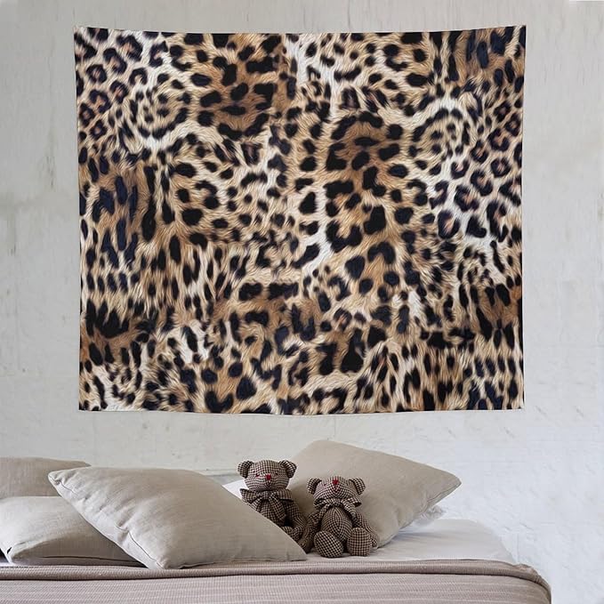HZOHNAGO Leopard Print Tapestry Nature Wildlife Vintage Cheetah Fur Spot Animal Skin Wild Animals Spots Printed Wall Tapestry Painting Wall Hanging for Bedroom Living Room Dorm 60" W x 50" H-Ruum Studio Home