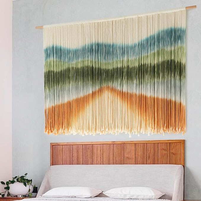 IOWER Macrame Wall Hanging Dip-Dye Chic Home Decor Boho Wall Decor Yarn Wall Art for Nursery, Bedroom, Living Room,Backdrop,57" W X 35" L-Ruum Studio Home