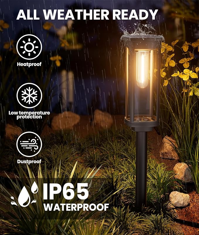 6 Pack Solar Pathway Lights Outdoor, Modern Super Brightness LED Solar Path Lights, IP65 Waterproof Garden Solar Powered Landscape Lighting for Outside Yard Garden Driveway Walkway Decor-Ruum Studio Home