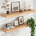 Floating Shelves for Wall, USA-Sourced Oak Wood 36 Inch Long Wall Shelves Set of 2, Natural Wooden Wall Mounted Picture Ledge Shelf, Nursery Book Storage Shelf Kids Bookshelf, Display Shelf-Ruum Studio Home