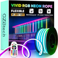 GZBtech RGB LED Neon Rope Lights 16.4FT/5M, AC 110-120V Waterproof Color Changing LED Rope with Remote Controller, Dimmable Multi Color Neon Rope Lighting for Indoor Outdoor Commercial Use-Ruum Studio Home