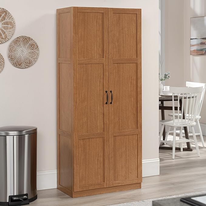 Sauder Select Storage Cabinet, Pantry Cabinet Kitchen Storage with Adjustable Shelves, Bathroom Storage Cabinet, in Highland Oak-Ruum Studio Home