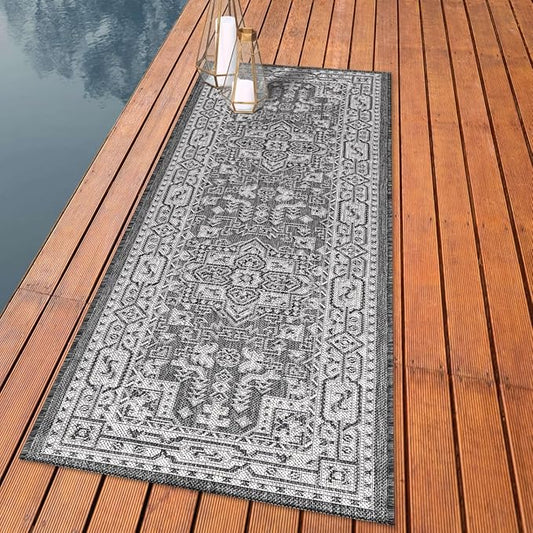 Keen Home Design Terrace Outdoor Runner Rug - 2x12 Washable Indoor/Outdoor Rug for Patio, Kitchen, Balcony, Beach, Garden, Deck and Porch, Size: 2'2"x11'10"-Ruum Studio Home