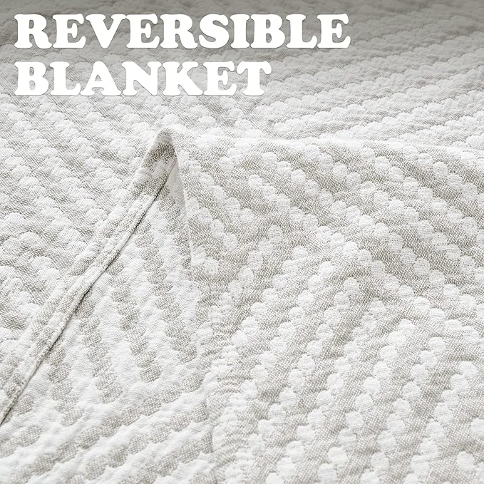 jinchan Boho 100% Cotton Blanket Muslin Twin Size 60x80 Inches Lightweight 3-Layer Geometric Square Pattern Reversible Quilt Throw Soft Breathable Comfy All Seasons for Couch Bed Decor, Light Grey-Ruum Studio Home