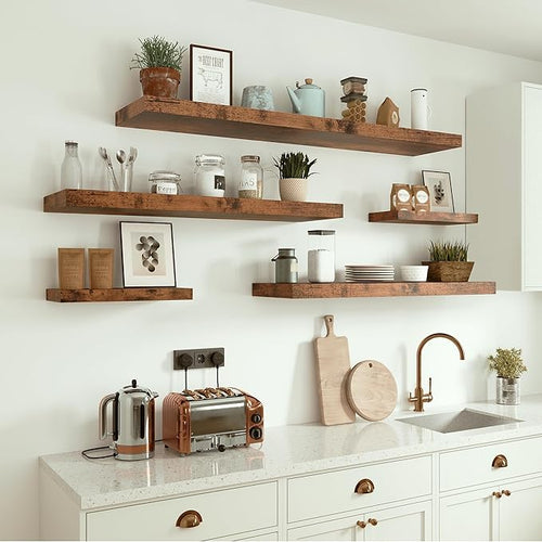 10 inches Deep Floating Shelves 36 inch Long, Sing Shelves for Wall Heavy Duty for Bedroom, Bathroom, Living Room, Kitchen, Office, Farmhouse Shelf Home Decor, Set of 1, Rustic Brown-Ruum Studio Home