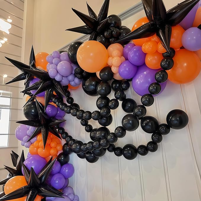 Black Linking Balloons, 100PCS Linked Balloon with Tail for Balloon Wall Arch and Chains, Quick Linkable Balloons for Wedding Birthday Baby Shower Engagement Graduation Party Decorations (10inch)-Ruum Studio Home