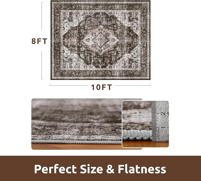 AMOAMI-Area Rug 8X10 Rugs for Living Room-Vintage Soft Brick/Brown Rugs for Bedroom-Non Slip Carpet-Washable Rug for Dining Room Living Room Bedroom Office Under Table-Ruum Studio Home