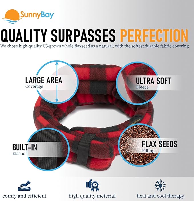 SunnyBay Microwave Heating Pad, Microwavable Heated Neck and Shoulder Wrap, Moist and Weighted Hands-Free Beanbag Pack with Wide Neck Coverage, 2.5 lbs, 26 Inches Long-Length, Made in USA, Buffalo-Ruum Studio Home