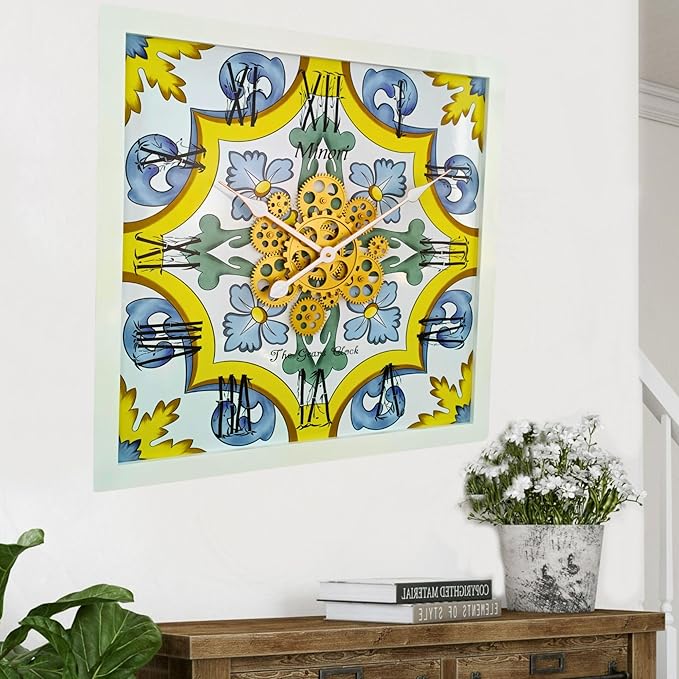 The Gears Clock Wall Clock Italy Collection with Moving Gears (Minori, 24 inches (60 cm))-Ruum Studio Home
