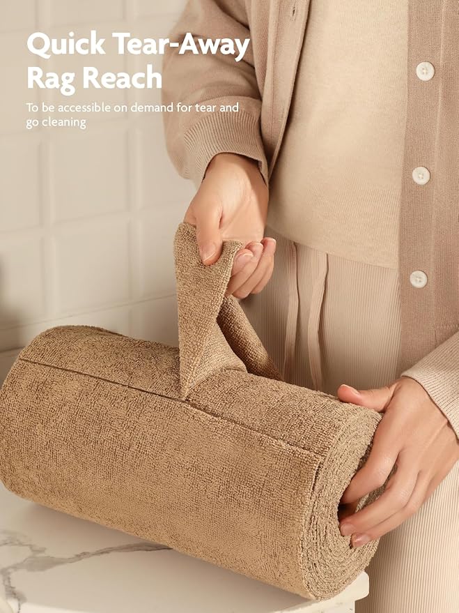 Fantasticlean Microfiber Cleaning Cloth Roll -90 Pack, Tear Away Microfiber Towels, 12" x 12", Reusable, Washable, Scratch Free, Ultra Absorbent Dish Rags for Car, Home, Garage or Shop (Tan)-Ruum Studio Home