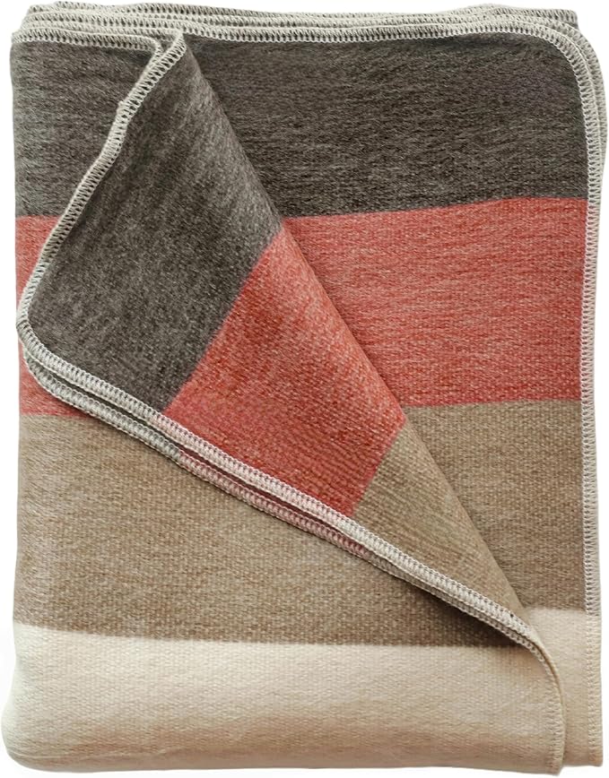 LATITUDE ZERO, Alpaca Wool Throw Blanket | Warm, Ultra-Soft, Breathable, Non-Itchy Blanket-Throw | Hypoallergenic and Beautiful Fabric (Brick Red)-Ruum Studio Home