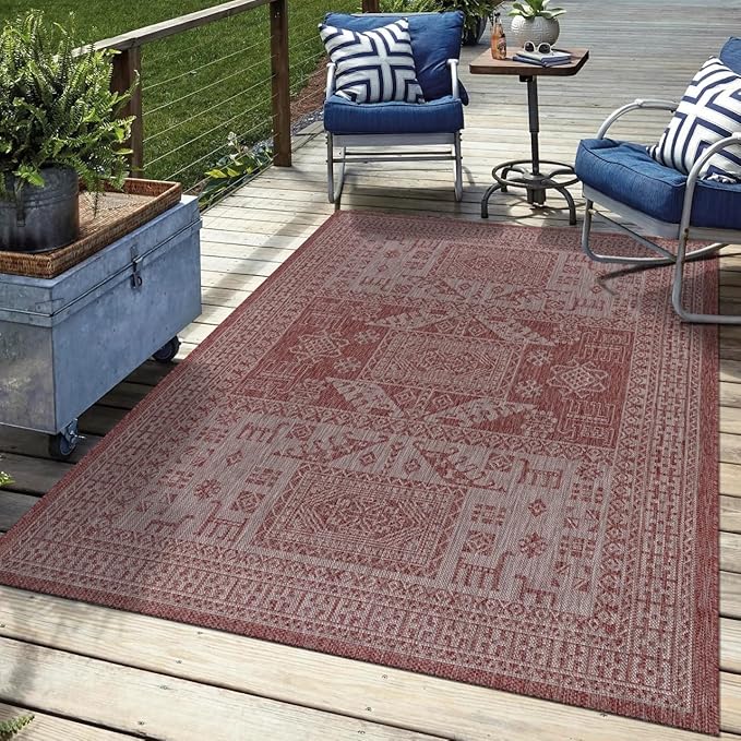 Keen Home Design Terrace Outdoor Area Rug - 4x6 Washable Indoor/Outdoor Rug for Patio, Kitchen, Balcony, Beach, Garden, Deck and Porch, Size: 3'10"x5'7"-Ruum Studio Home