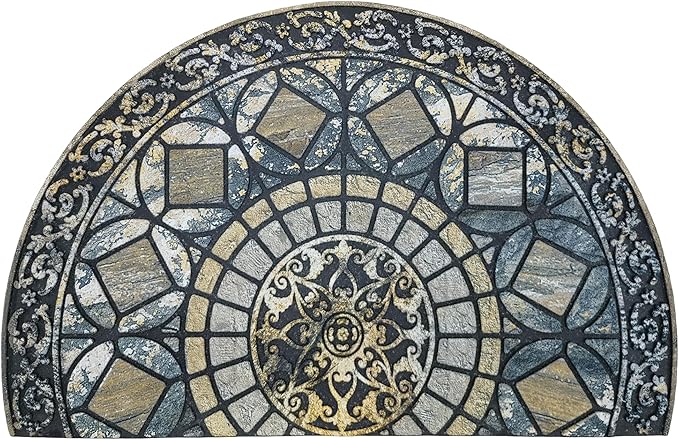 CHICHIC Entrance Door Mat Large 18 x 30 Inch Entry Way Doormat Front Door Rugs Outdoors Heavy Duty Welcome Mat Non Slip Rubber Back Low Profile for Garage, Patio, High Traffic Area, Blue-Ruum Studio Home