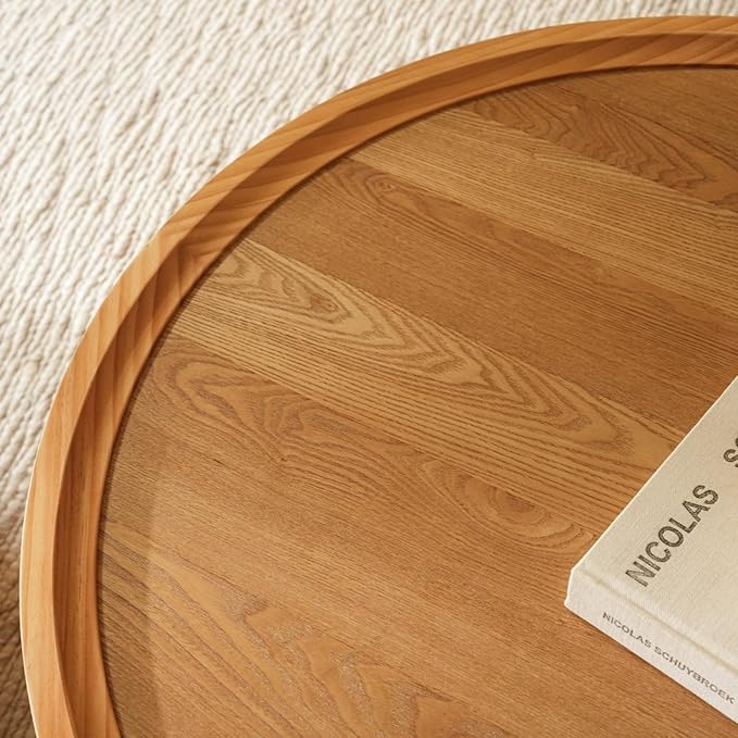 Round Nesting Coffee Table Set of 2,31.5" Large & 18" Small Low Tables with Wood Look Top,Space-Saving Side Tables for Living Room,Bedroom,Office,Minimalist Center Table Set (Brown, L+S)-Ruum Studio Home