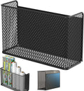 Magnetic Basket Fridge Lint Bin Dryer Ball Holder Laundry Room Organization Home Storage for Class Office School (Mesh，(1-Pack) Black/L)-Ruum Studio Home