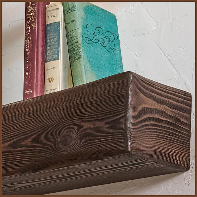 Handmade Fireplace Mantel Shelf 72", Extra Wide Rustic Wood Mantles for Over Fireplace, Wall Mounted Floating Mantel Shelves for Living Room Decor (Dark Walnut, 72Lx6Hx8D)-Ruum Studio Home