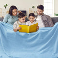 PHF 100% Cotton Waffle Blanket Oversized King 120"x120", Lightweight Breathable Extra Large 10'x10' Summer Blankets for Bed, Giant Big Luxury Aesthetic Woven Bedding for Home Decor, Sky Blue-Ruum Studio Home