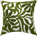Alysheer Farmhouse Floral Leaves Embroidered Decorative Throw Pillow Cover 18x18 inches, Boho Tufted Flowers Embroidery Pattern Chic Cotton Cushion Case for Couch Bed Sofa Living Room(Olive Green)-Ruum Studio Home