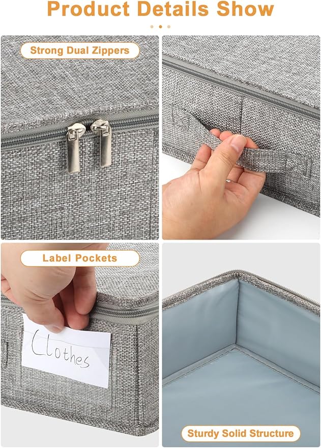 punemi Low Profile Under Bed Storage, 4 Inch Height Underbed Storage Containers With Sturdy Sidewalls & Bottom, Shallow Under Bed Organizer Clothes Storage Bins, Slim Under Couch Sofa Dresser Storage-Ruum Studio Home