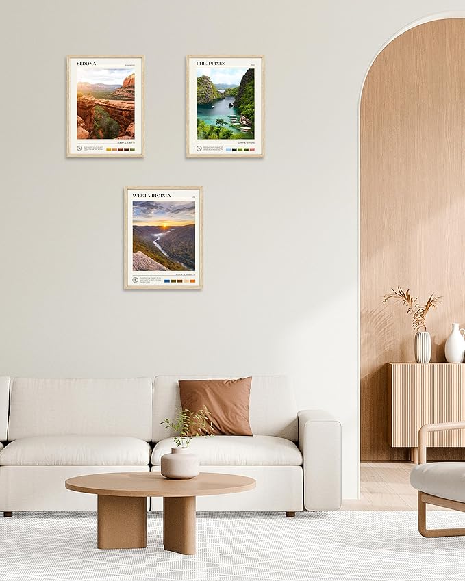HesenDot Natural OAK Wood Framed Arizona Wall Art,12x16in Sedona's Red Rock Formations Quality Canvas Wall Print,Classic Urban Landmark Wall Decor for Living Room,Bedroom,Office Gallery Set of 1-Ruum Studio Home