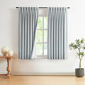 Vision Home Blue Gray Pinch Pleated Full Blackout Curtains Linen Blended Room Darkening Window Curtains 72 inch for Living Room Bedroom Thermal Insulated Pinch Pleat Drapes with Hooks 40" Wx72 Lx2-Ruum Studio Home