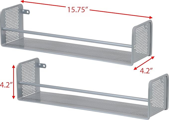 Simple Houseware Wall Mounted Spice Rack, Silver, Set of 2-Ruum Studio Home