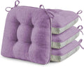 puredown® Chair Cushions for Dining Chairs, Tufted Memory Foam Chair Pads with Non-Slip Backing, Kitchen Seat Cushions with Ties, Washable Seat Pads Set of 4, 15.5" x 15.5" x 4", Purple-Ruum Studio Home