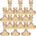 Candlestick Holders Set, 4" H Taper Candle Holders Bulk, 12Pcs Gold Glass Candle Holders for Wedding, Festival, Party & Windowsill Decor-Ruum Studio Home