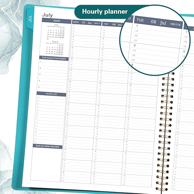2025-2026 Weekly Appointment Book - Appointment Book 2025-2026 with Soft Cover, Jul 2025 - Jun 2026, 8.26"x 11.4", Daily/Hourly Planner with Tabs, 15 Minutes, Wirebound - Green-Ruum Studio Home