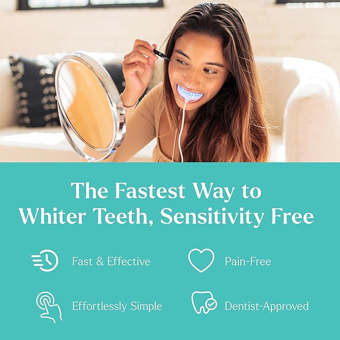 GLO Science So Brilliant Teeth Whitening Kit – Patented Warming Mouthpiece with LED Light Technology, Whitening Gel w/ 6% Hydrogen Peroxide, Lip Balm – Fastest Way to Whiter Teeth, Sensitivity Free-Ruum Studio Home