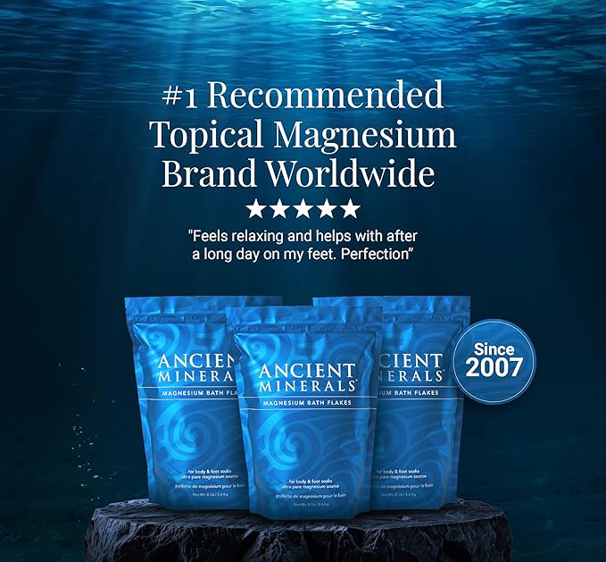 Ancient Minerals Magnesium Bath Flakes - Bathing Alternative to Epsom Salt - Soak in Natural Salts - High-Absorption Efficiency for Relaxation, Wellness & Muscle Relief (4 .4 lb)-Ruum Studio Home