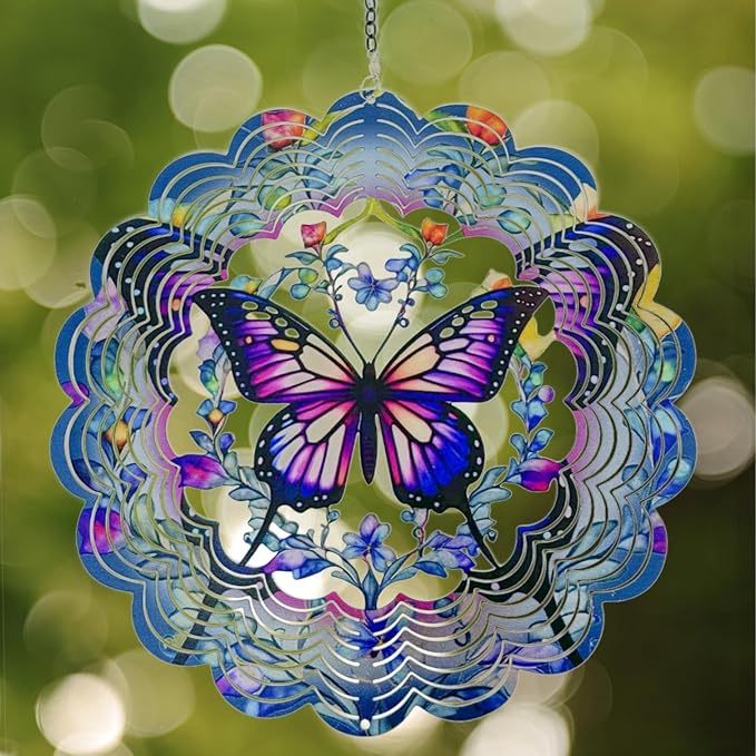 Wind Spinners Outdoor Butterfly Decorations - Birthday Gifts for Women Mom Grandma, Butterflies Hanging Wind Spinner 12 inch 3D Wind Sculptures for Garden Decor for Outside, Patio, Yard, Outdoor-Ruum Studio Home