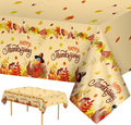 2 Pack Happy Thanksgiving Tablecloth - Fall Thanksgiving Turkey Table cloths, Disposable Plastic Rectangle Autumn Pumpkin Maple Leaf Table Cover for Thanks Giving Tables Decor Party Supplies,108x54In-Ruum Studio Home